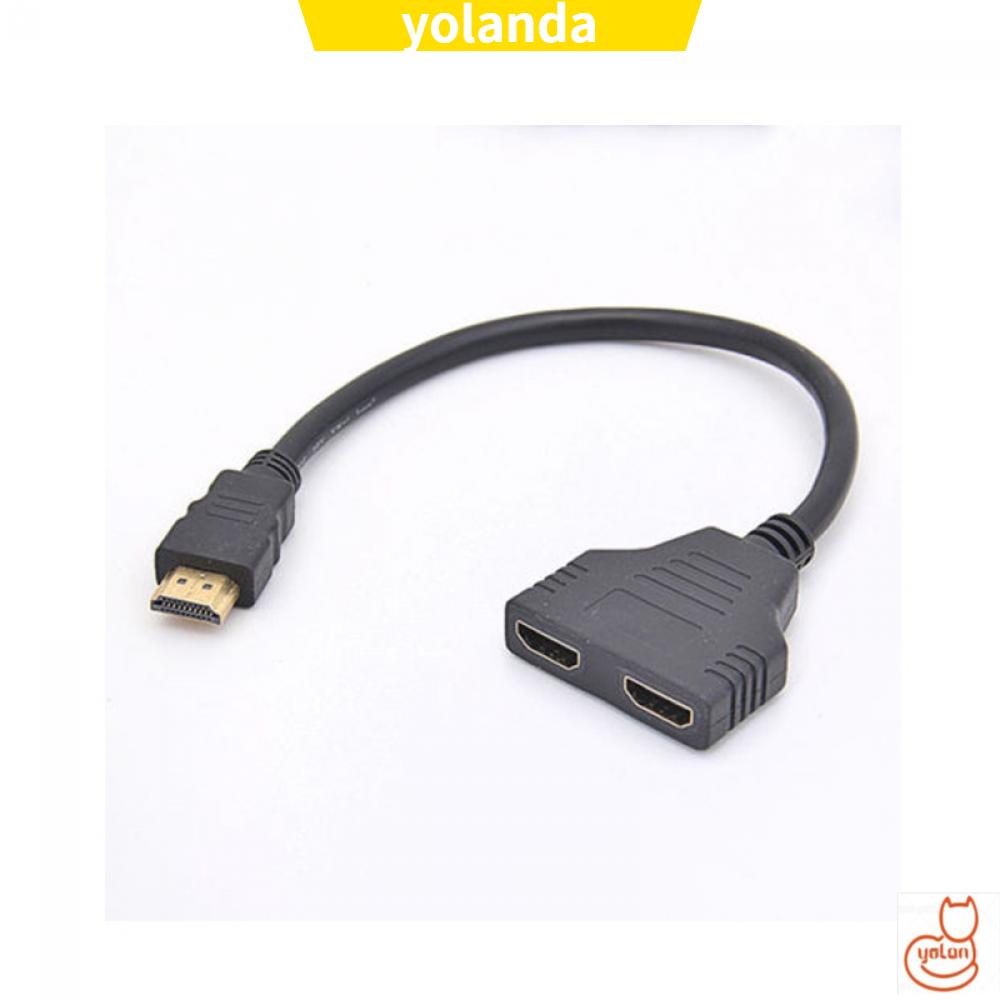 ☆YOLA☆ M/F Male to 2 Female Dual Converter HDMI 1080p Cable Splitter Switch Port Adapter 1 In 2 Out