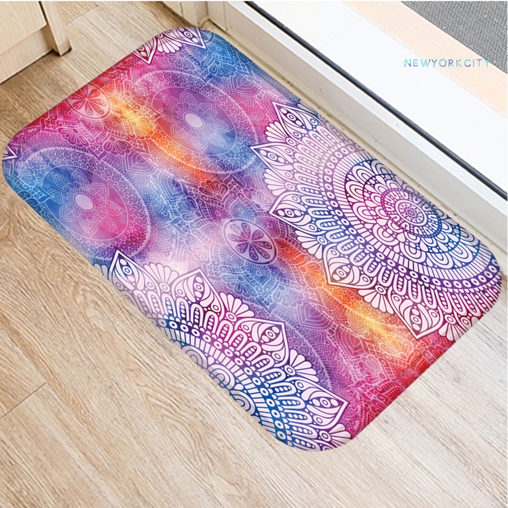 Thảm Chùi Chân Chống Trượt Họa Tiết Hoa Mandala Dành Cho Phòng Tắm