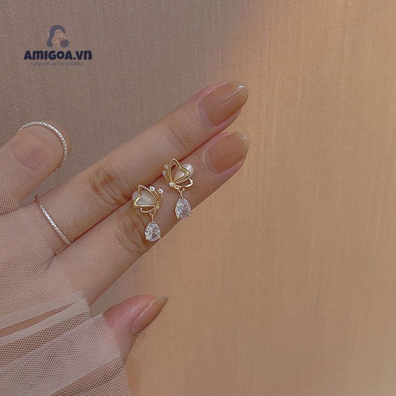 ✨✨Bông Tai Hình Bướm/ Giọt Nước Đính Đá Zircon Phong Cách Thời Trang Chất Lượng Cao Cho Nữ