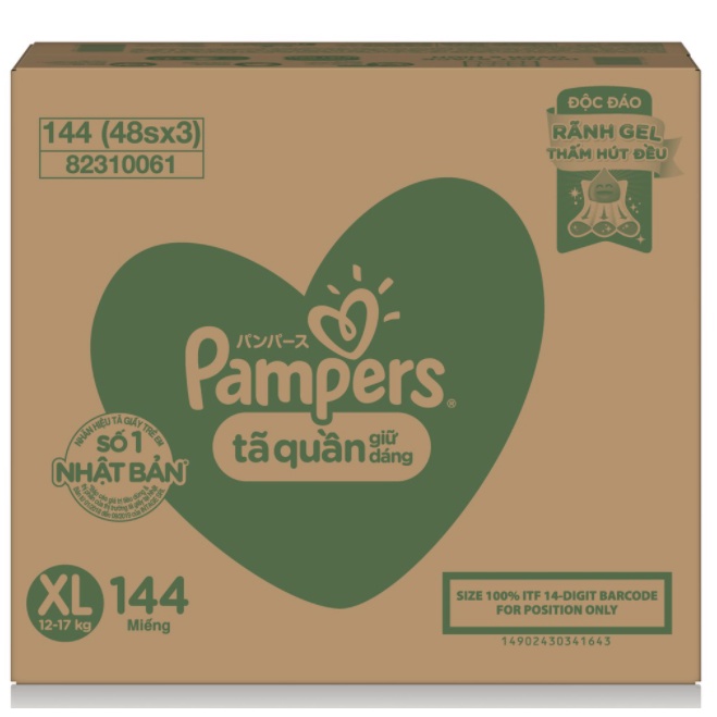 Thùng 3 Gói Tã Quần PAMPERS Giữ Dáng M180/L162/XL144