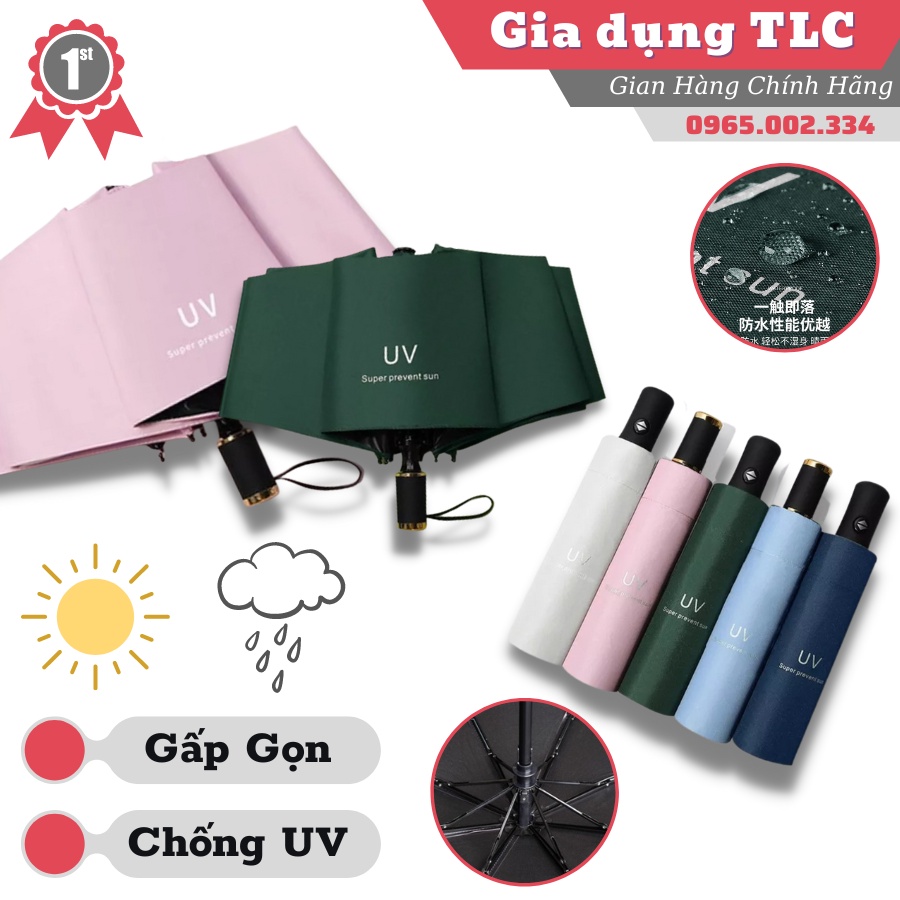 Dù che mưa, Ô dù tự động 2 chiều chống tia UV xuất Nhật nan cứng cáp, chống thâm, chống nóng