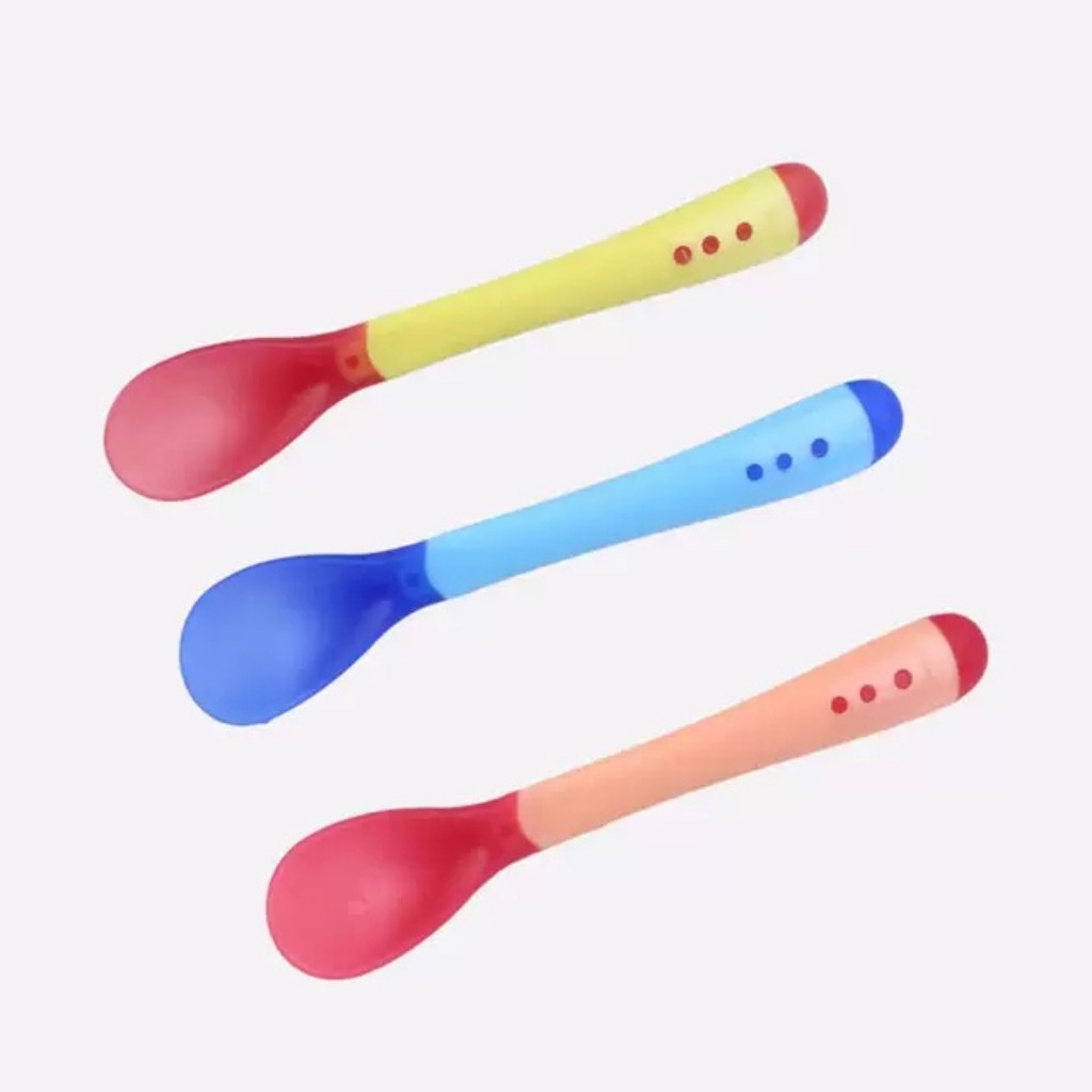 Thìa ăn dặm silicon báo nóng (nhiệt) cho bé