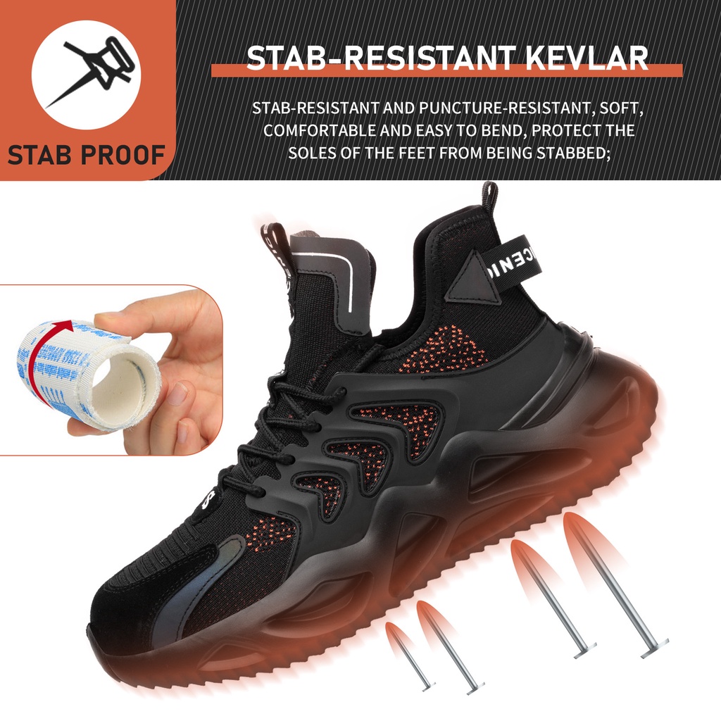 Giày Bảo Hộ Lao Động Kevlar Đế Cao Thoáng Khí Chống Mài Mòn Chống Mài Mòn An Toàn Phong Cách Mới 2022