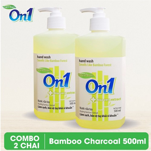 COMBO 2 chai Nước rửa tay sạch khuẩn On1 500ml hương BamBoo Charcoal