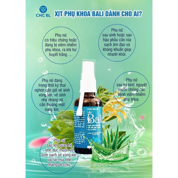 Xịt thơm phụ khoa Bali 50ml, dung dịch vệ sinh phụ nữ làm sạch ngăn ngừa viêm nhiễm