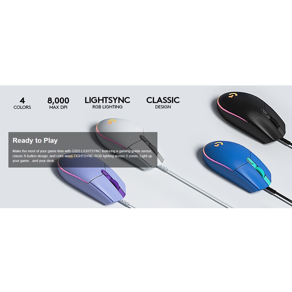 [Hỏa Tốc - HCM] Chuột Gamming Logitech G203 LIGHTSYNC RGB Lighting - Ngọc Viên Store