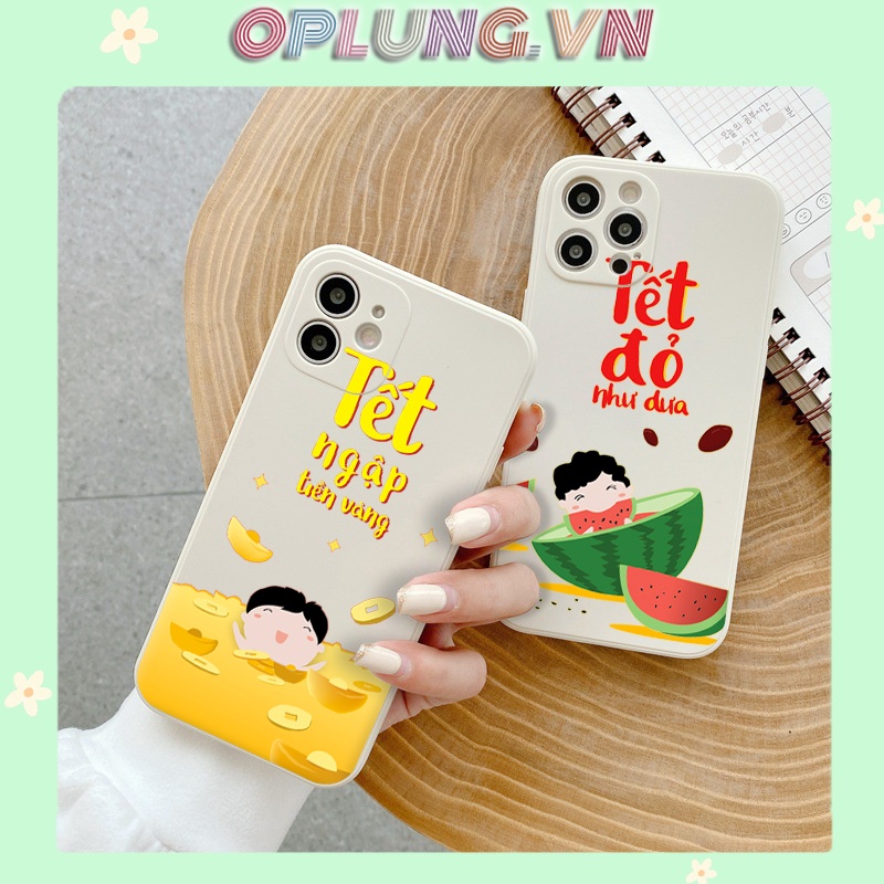 Ốp iphone Tết Đỏ Như Dưa cạnh vuông chống sốc bảo vệ cam ip 11 7plus 8plus x xsmax 11pro max 12pro12promax 13promax e119