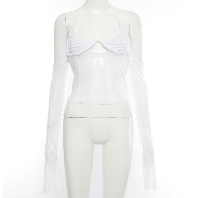 DUNEA Áo Kiểu Cổ Yếm Phối Ren Thiết Kế Mới Quyến Rũ Thời Trang Dành Cho Nữ