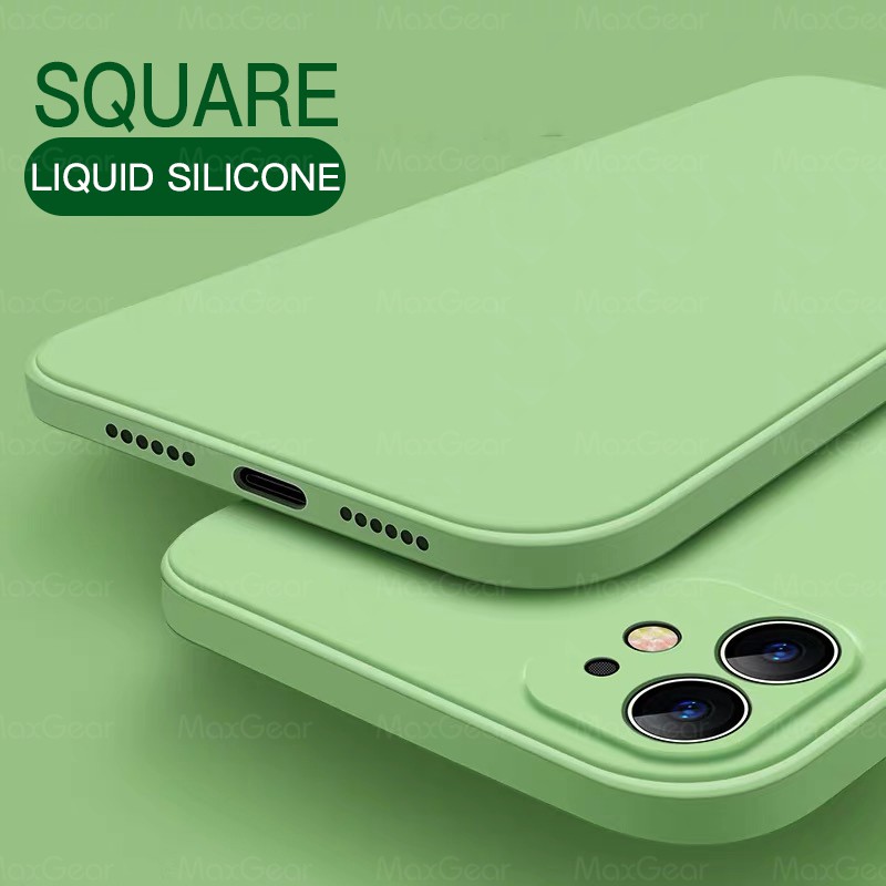 Ốp điện thoại silicon dẻo hình vuông màu trơn sang trọng cho iPhone 11 Pro X XR XS Max 7 8 6 6s Plus SE 2 2020 12