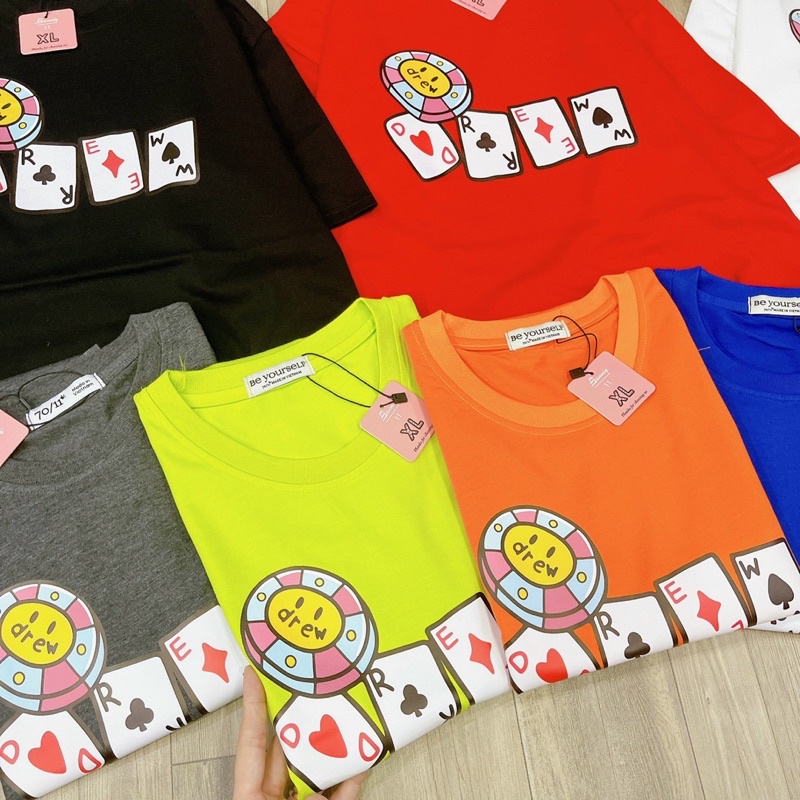 Áo Thun PHÔNG NAM NỮ Tay Ngắn UNISEX TẾT BÀI DREW - Hình chụp thật