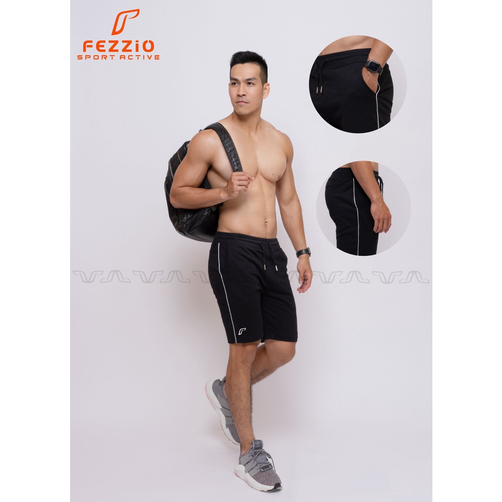 Quần short thể thao, quần short da cá nam thun 100% cotton cao cấp thương hiệu Fezzio