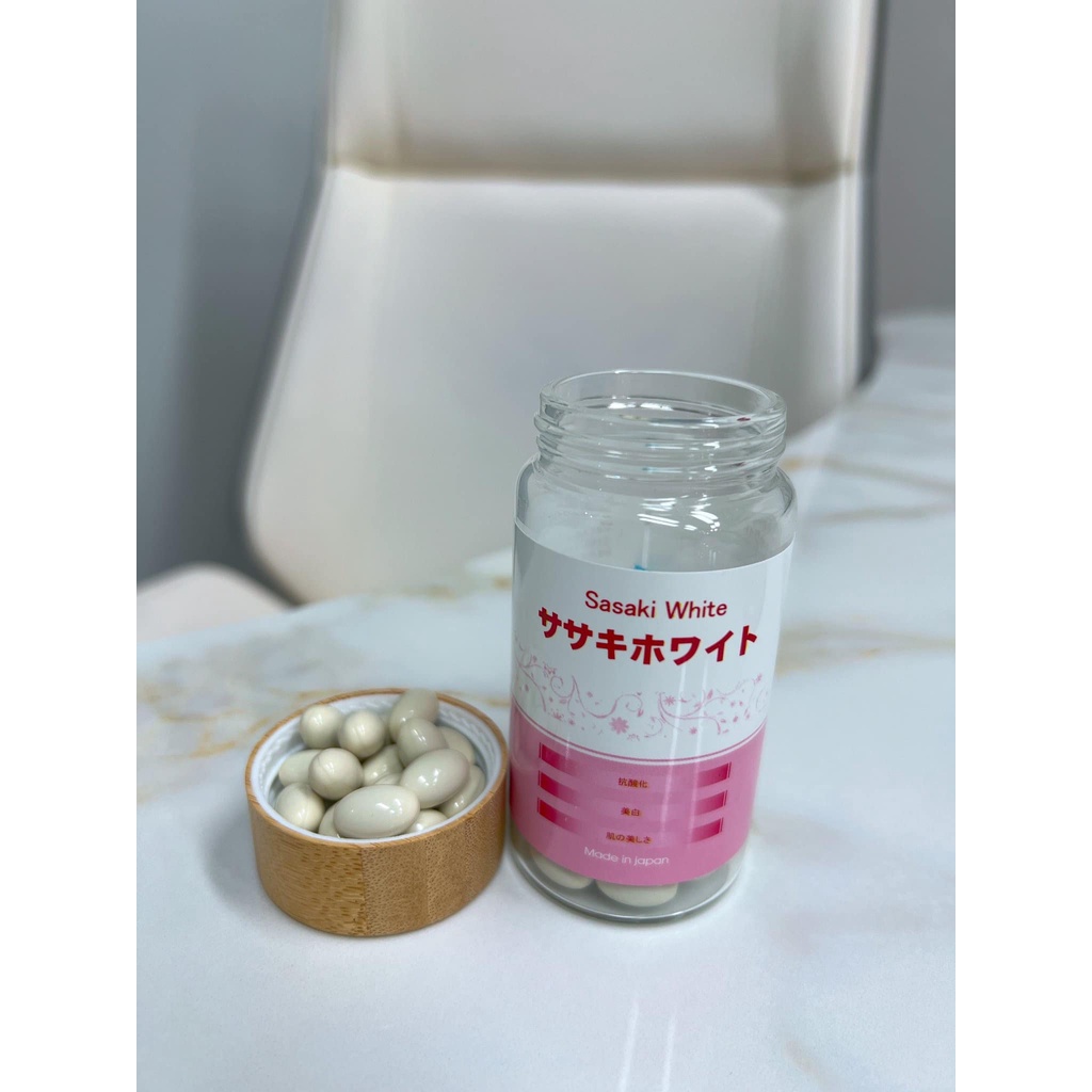 Sasaki White Viên Uống Thơ Cơ Thể, Trắng Da Mờ Nám 60 Viên - MP232