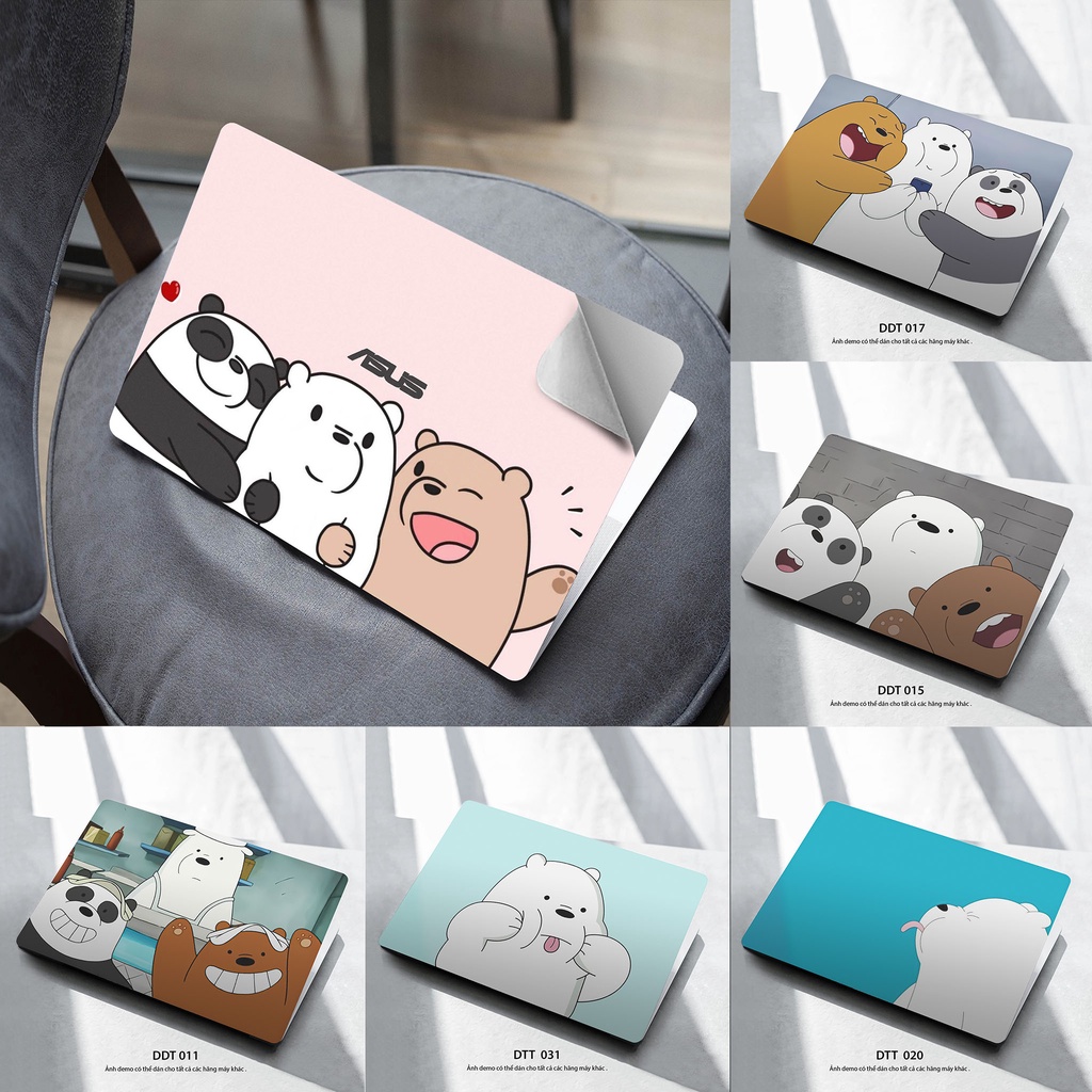 decal dán laptop chống xước mẫu WE BARE BEARS - Decal Dán có cho Dell, Hp, Asus, Lenovo, Acer, MSI, Surface,Vaio, Macboo