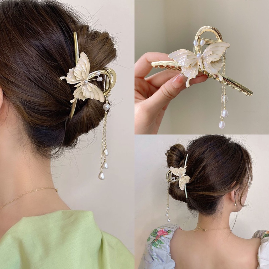 Trâm Cài Tóc Tua Rua Hình Bướm Màu Trắng Phong Cách Trung Hoa Cho Bé Gái