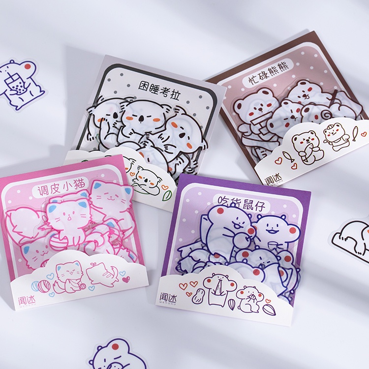 Set 6 tờ 40 miếng dán hình động vật dễ thương trang trí thủ công