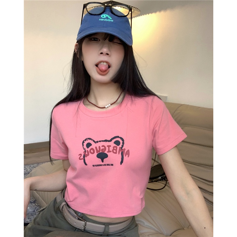 Áo Thun Nữ Ngắn Tay In Hình Gấu 49397