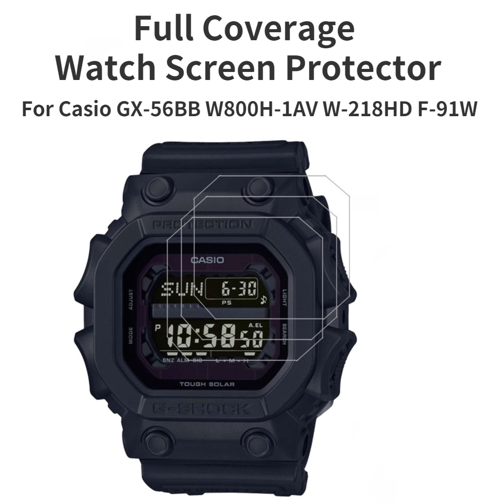 Set 3 Kính Cường Lực Bảo Vệ Màn Hình Chống Trầy Cho Đồng Hồ Casio GX-56BB W800H-1AV W-218HD F-91W