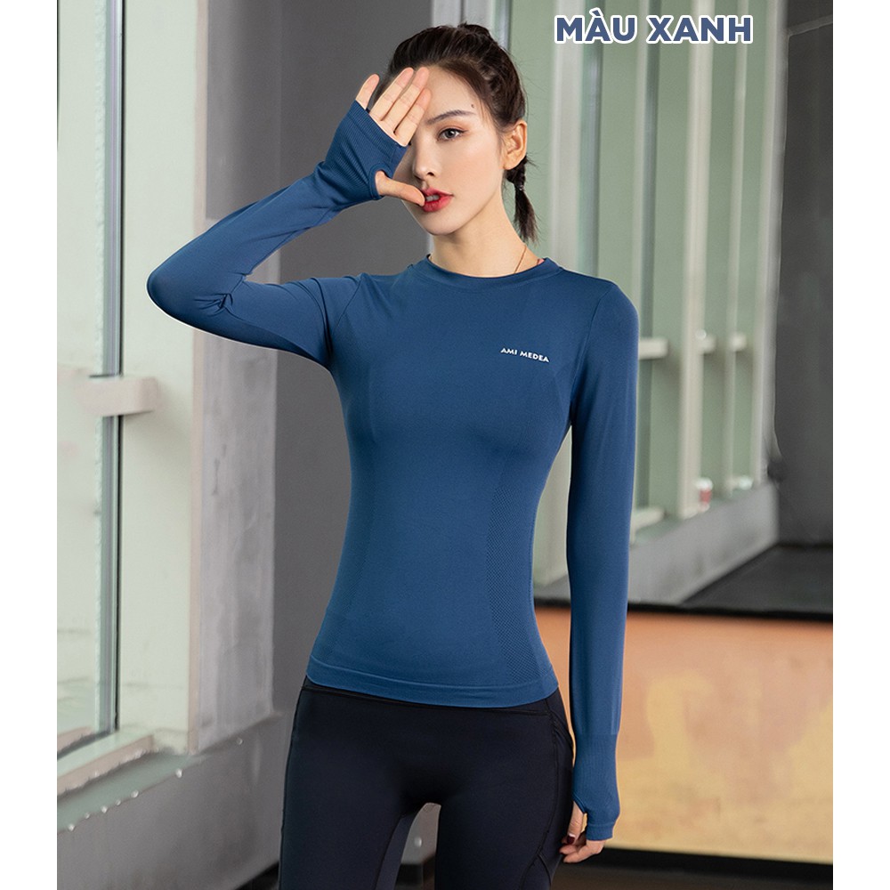 Áo dài tay AMI CỰC TÔN DÁNG, ôm body, thun Spandex co giãn thoải mái, hút mồ hôi