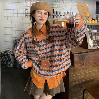 suit women solid color blouse + knitted sweater