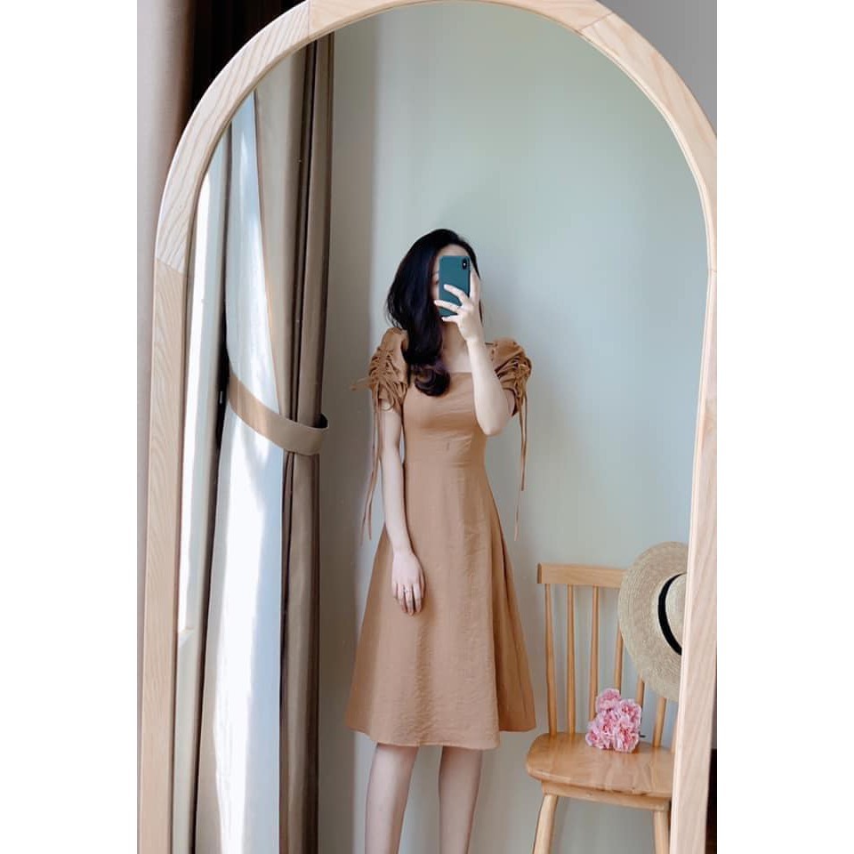Váy Nữ, Đầm dự tiệc cổ vuông tay bồng rút dây sang chảnh B009 | BigBuy360 - bigbuy360.vn
