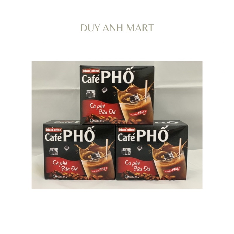 Cà phê Phố - Cà phê hòa tan sữa đá(Hộp 10 gói x 24g)