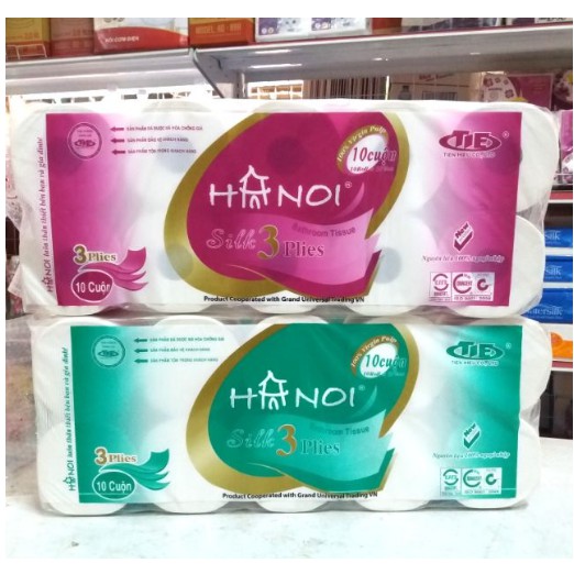 Giấy vệ sinh HÀ NỘI 10 CUỘN 3 LỚP CÓ LÕI& KHÔNG LÕI.