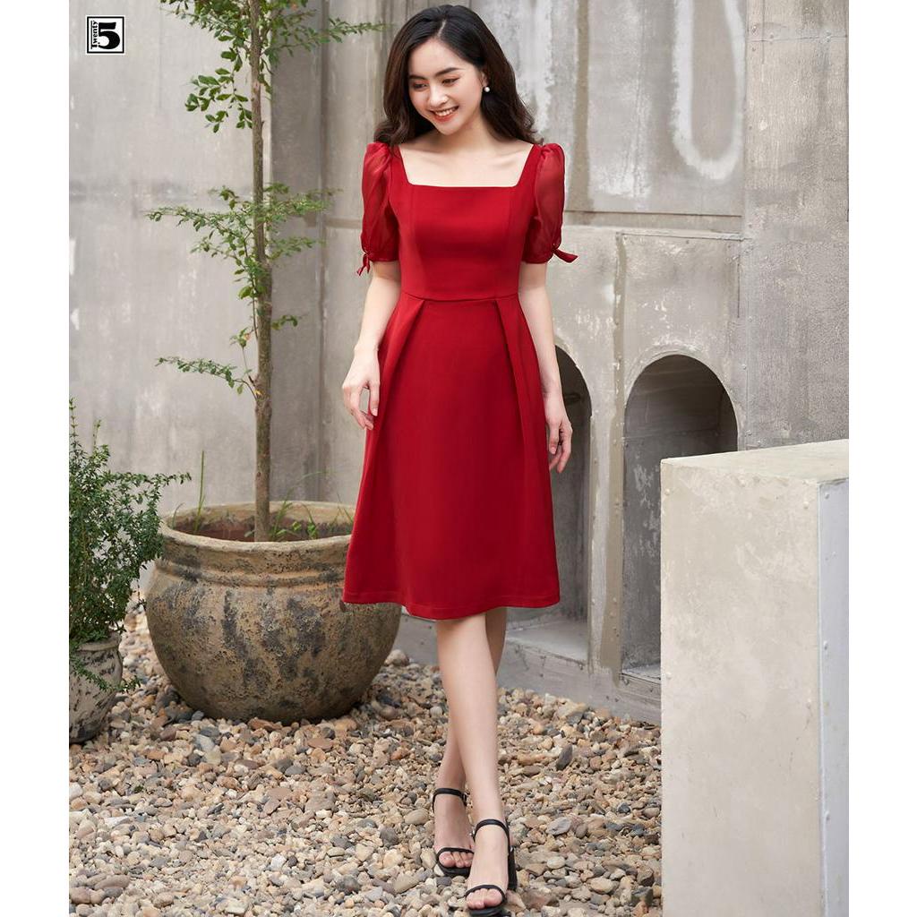 Đầm cổ vuông tay bồng N295
