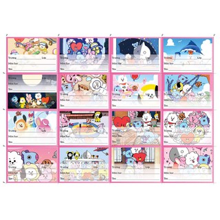 (Sẵn) Nhãn vở dán hình nhân vật BT21