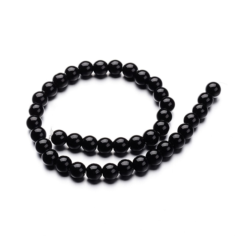 1 Cuộn Dây Chuỗi Tròn Màu Đen 4mm Lỗ 1mm Kích Thước 75~80 Mảnh/ 11 inch