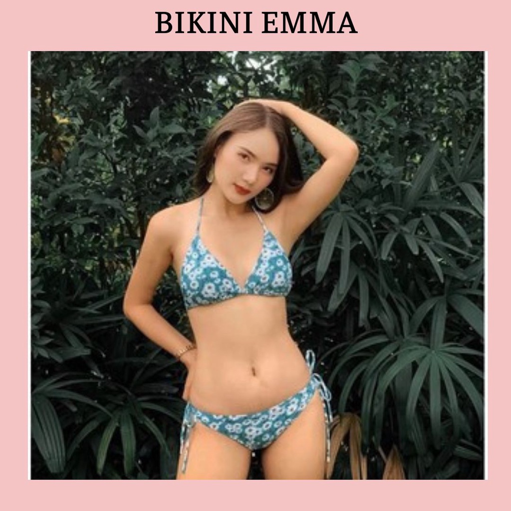 Bikini 2 mảnh hoa cúc xanh Daisy (hình thật)
