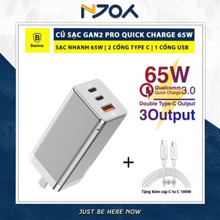Củ sạc nhanh baseus 65w gan2 pro kèm cáp sạc nhanh dành cho mọi thiết bị điện thoại ip android laptop macbook