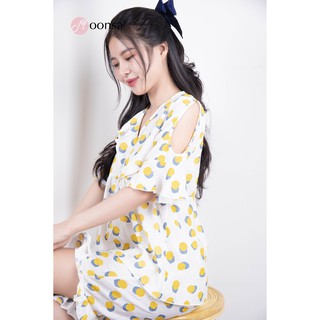 Bộ Đồ Ngủ Lụa Hàn Kẻ Sọc Bèo Nhún [ Moonsa ]