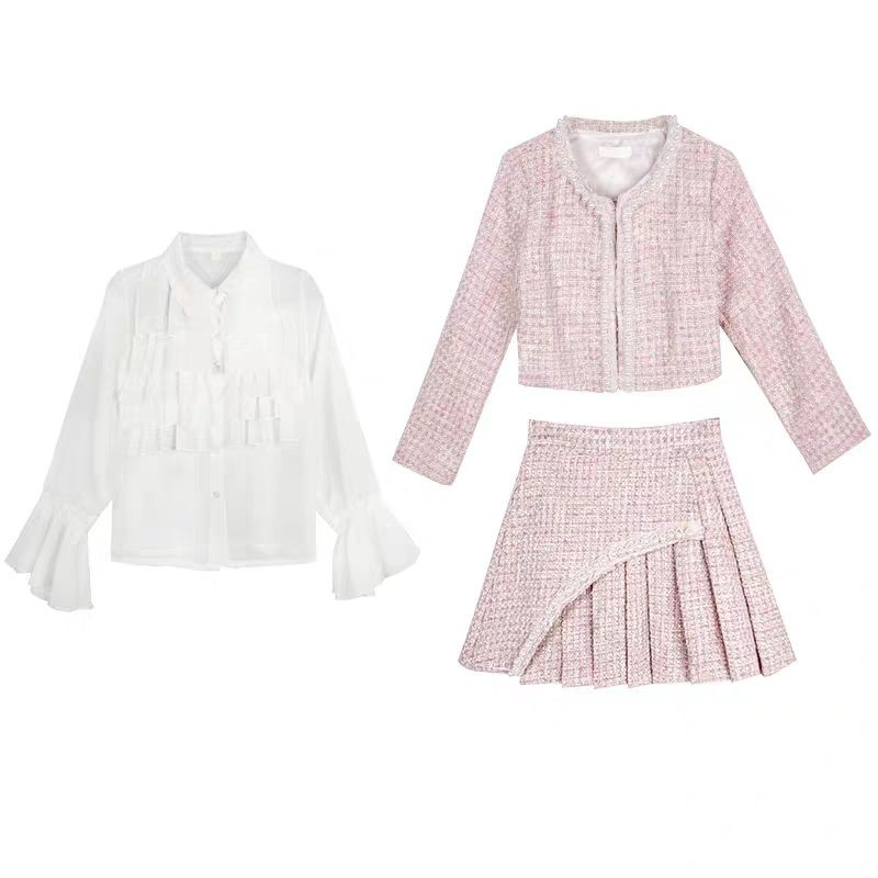 SET 3 MÓN ÁO SƠ MI+ ÁO KHOÁC + CHÂN VÁY TWEET