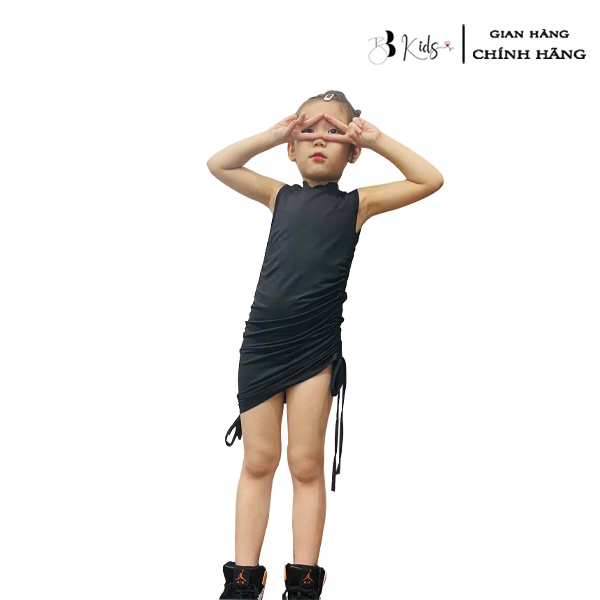 Váy Body Rút Sườn BB Kids Chất Thun Lạnh Màu đen Cho bé gái