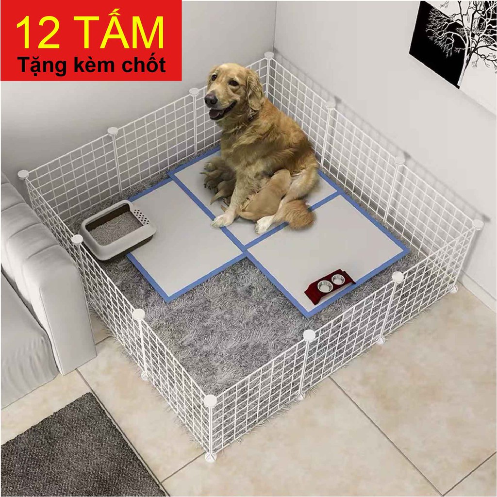Combo 12 Tấm Lưới Ghép Chuồng Thú Cưng Chống Han Gỉ Chuồng Thú Di Động Đa Năng
