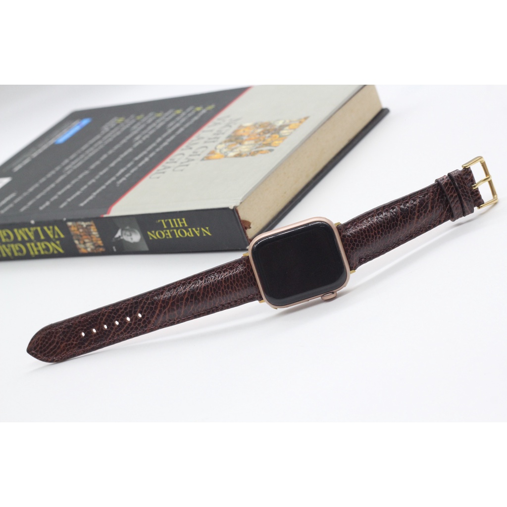 [Khóa Kim Cài] Dây Đeo Thay Thế  Apple watch, Dây Đồng Hồ Da Đà Điểu Hoàn Thiện Thủ Công Cao Cấp, Sản Phẩm Kèm Phụ Kiện