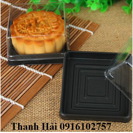 Hộp Nhựa Vuông Nắp Trong Đế Đen  50g - 65g - 75g .