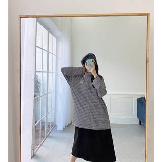 Áo cổ lọ thun sọc