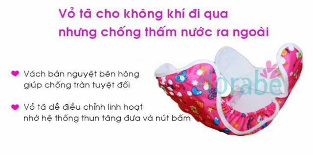 Bộ bỉm vải Dorabe size M đa năng cho bé 3-16 ký gồm vỏ + lót