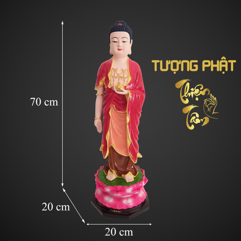 Tượng A Di Đà Phật cao 70cm – Đứng – Màu Đỏ – Đài Sen Màu Hồng (Mẫu Đài Loan) 036DD-PDD - Tuong A Di Da Phat