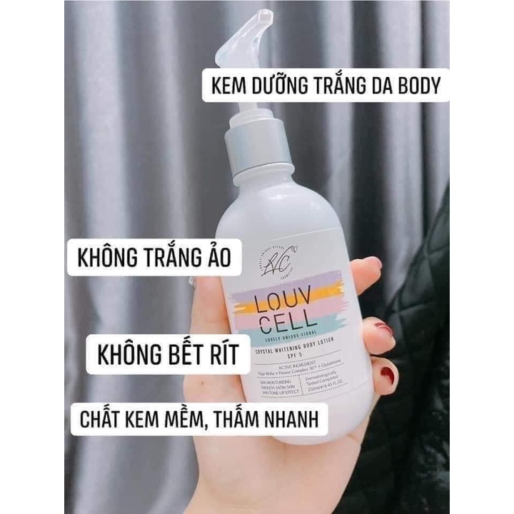 Kem dưỡng ẩm trắng da body Louv Cell Crystal Whitening Body Lotion 120ml và 250ml GentsOfficialStore