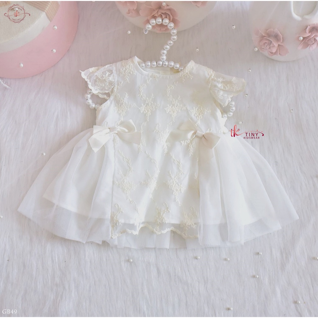 Váy Công Chúa Bé Sơ Sinh 1 Tuổi Tặng Kèm Băng Đô, Đầm Đầy Tháng, Váy Thôi Nôi Bé Gái Từ 5-13kg [GB49]