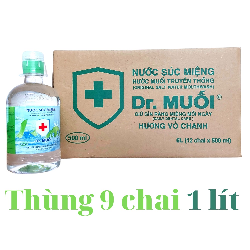 Thùng Nước Súc Miệng - Súc Họng Dr. Muối Hương Vỏ Chanh 500-1000ml