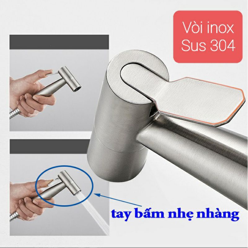 Vòi Xịt Vệ Sinh Tăng Áp Inox Sus 304 Cao Cấp Cho Bồn Cầu, Ống Dây Thép Không Gỉ Dài 1,4m - Sentaku