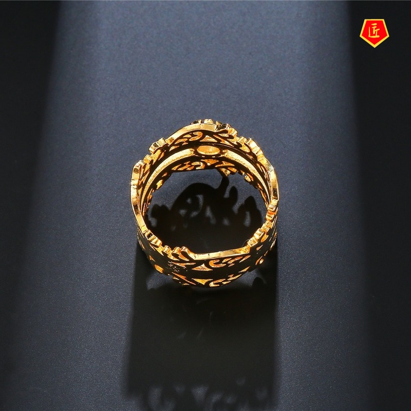 Nhẫn Mạ Vàng 18k Hình Vương Miện Phong Cách Vintage Cho Nữ