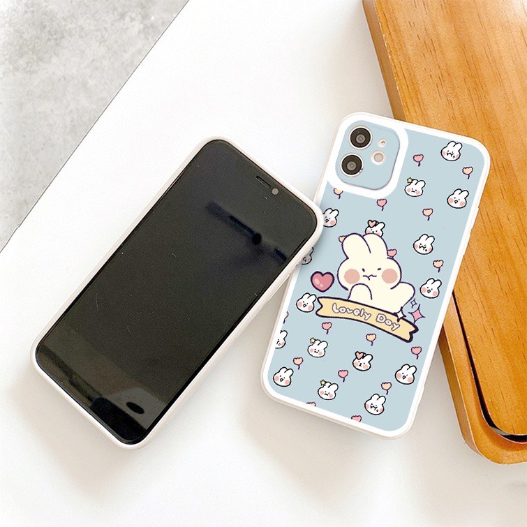 Ốp Lưng Iphone Cạnh Vuông, Bảo Vệ Camera in Hình Thỏ ip 7Plus,8Plus,x,xs,xsmax,11,11promax,12,12promax,13,13promax