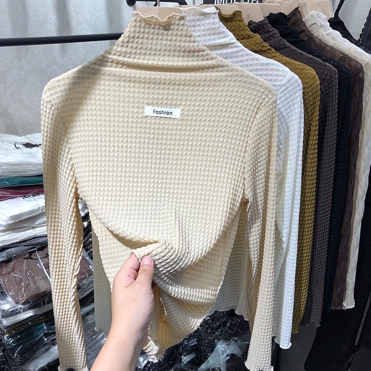 Áo cổ cao tay dài phối lưới thời trang mùa thu cho nữ