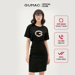 Áo thun nữ in chữ G GUMAC form basic nhiều màu, tay ngắn năng động AMB379