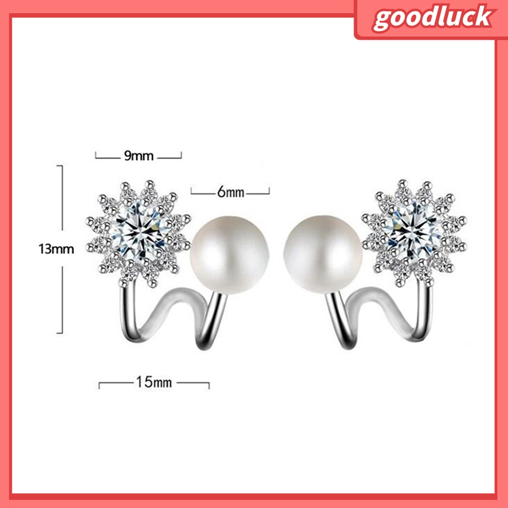 Goodluck| 1 Cặp Khuyên Kẹp Vành Tai Hình Hoa Hướng Dương Đính Đá Zircon Sang Trọng