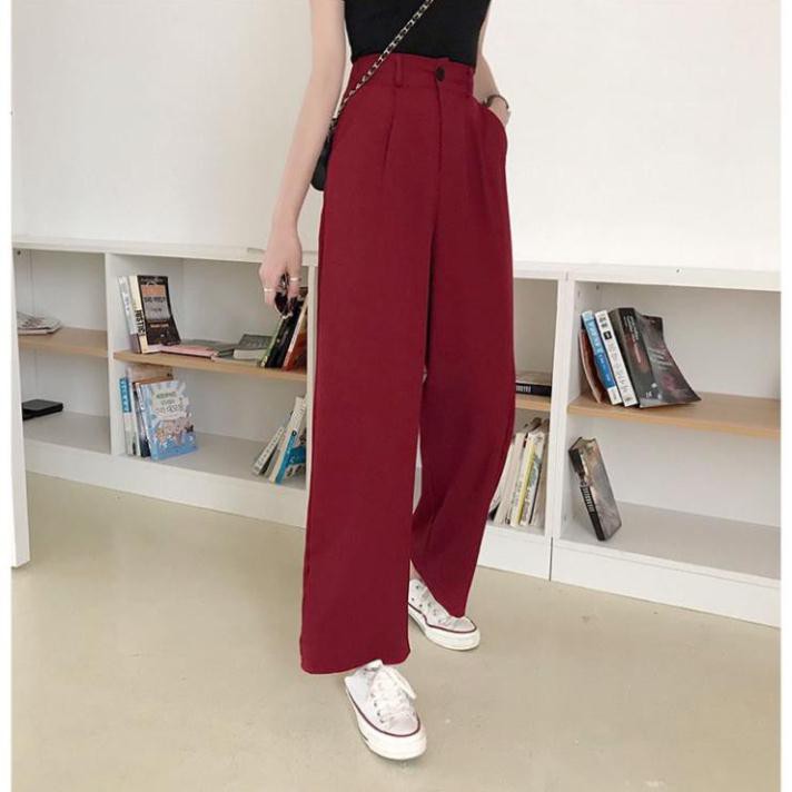Quần Tây Lưng Cao Eo Thun Hàn Quốc Quần Tây Nữ Ống Rộng Cạp Cao Form Rộng Kiểu Dáng Đẹp Ulzzang